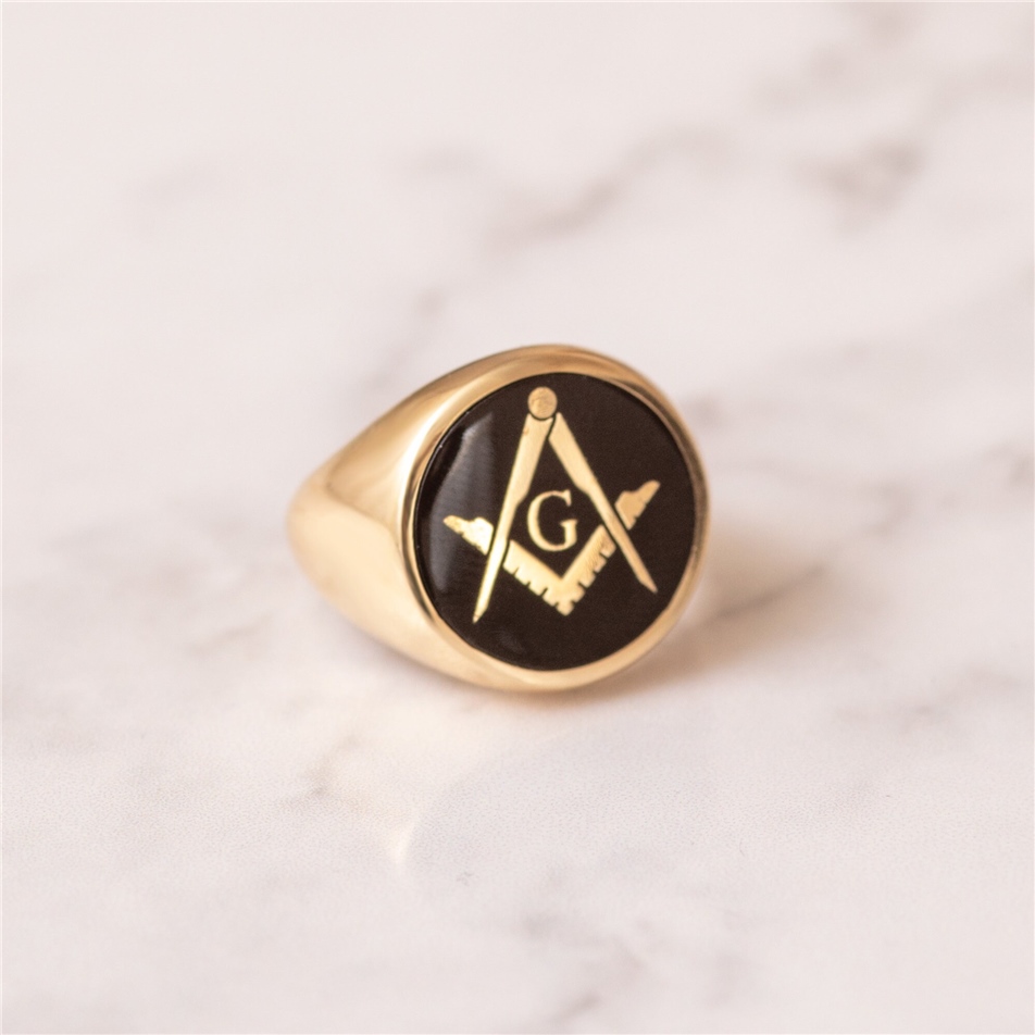 Solid Gold Enamel Masonic Ring