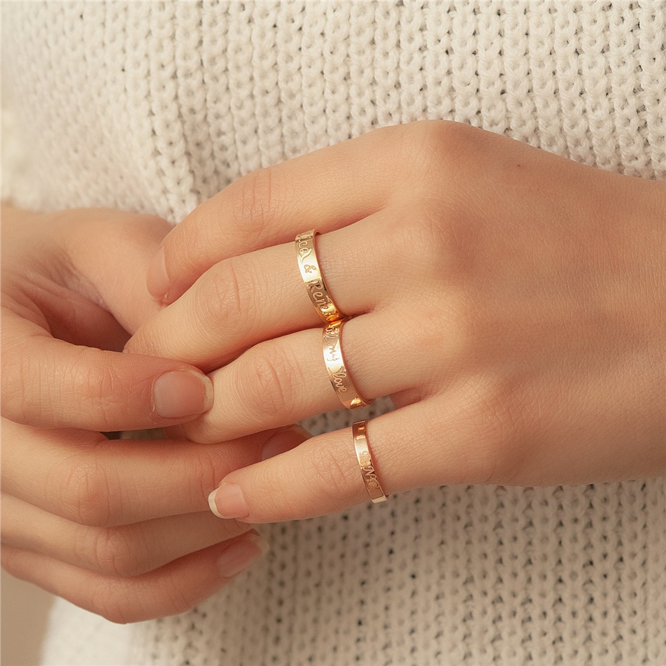 Solid Gold Engrave Name Band Ring