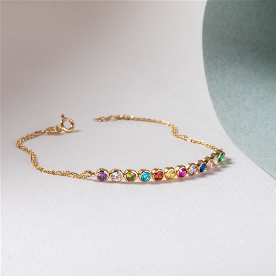 Solid Gold Family Birthstone Bracelet