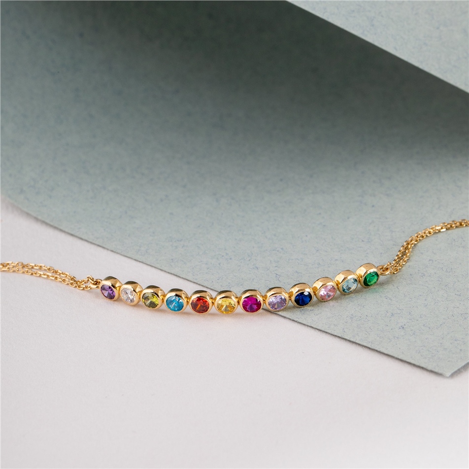 Solid Gold Family Birthstone Bracelet