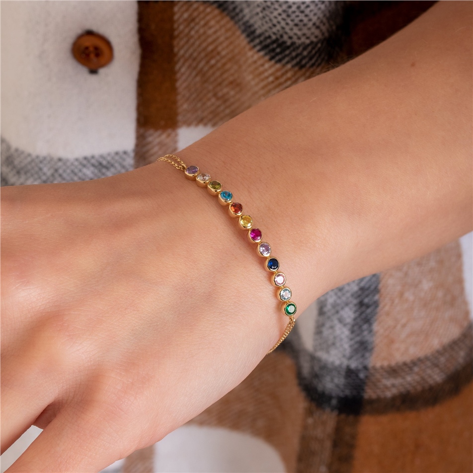 Solid Gold Family Birthstone Bracelet