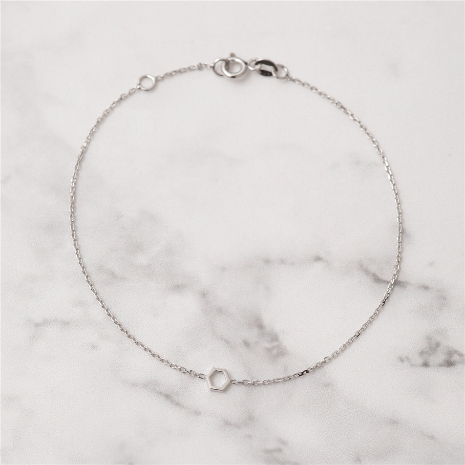 Solid Gold Hexagon and Birthstone Bracelet