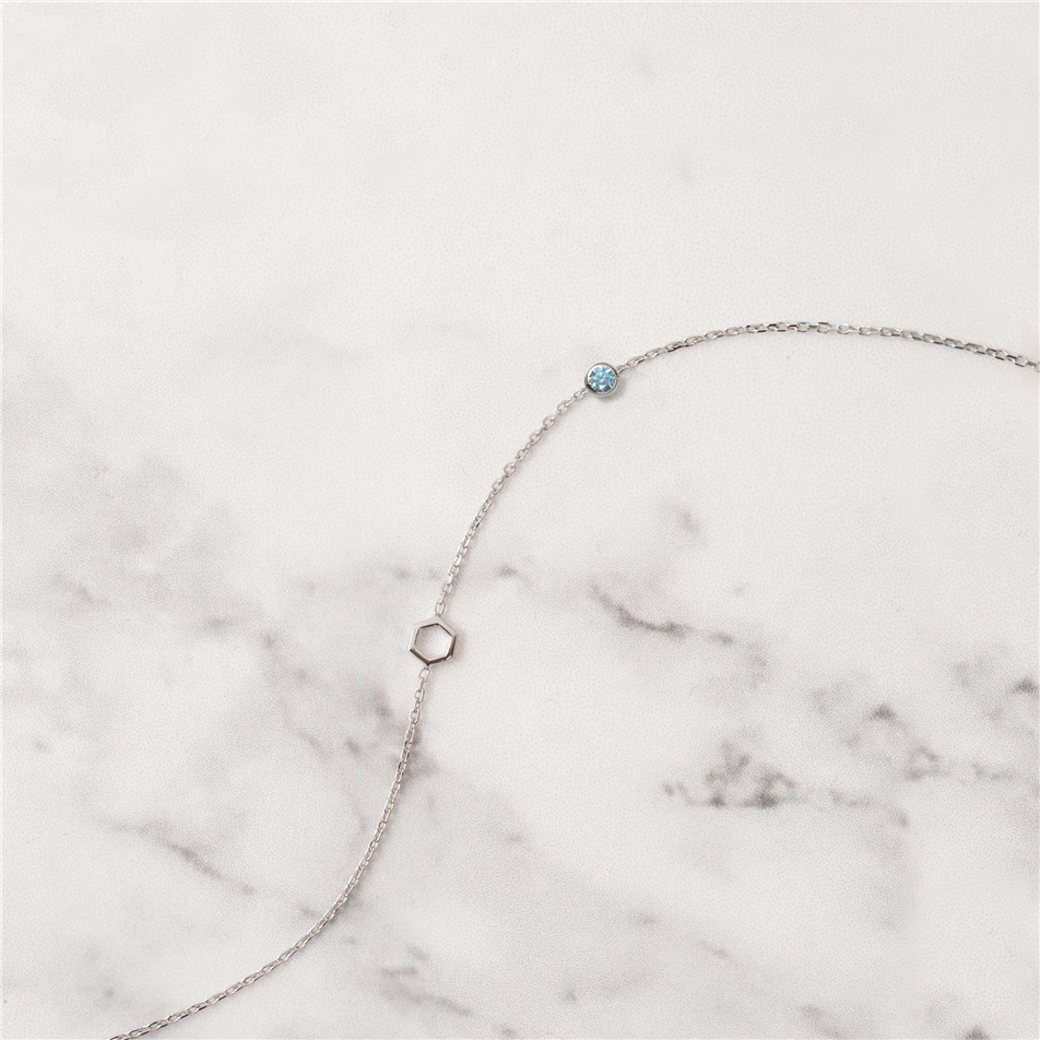 Solid Gold Hexagon and Birthstone Bracelet