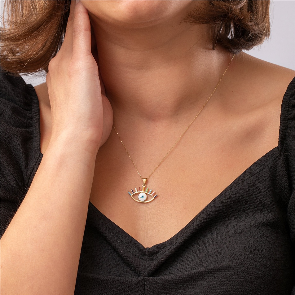 Solid Gold Horus Eye Necklace