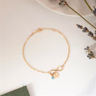 Solid Gold Infinity and Letter Bracelet