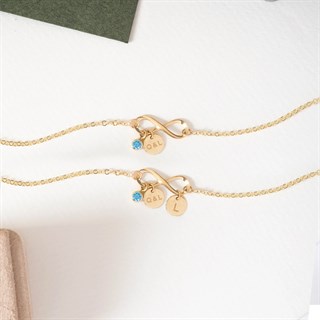Solid Gold Infinity and Letter Bracelet