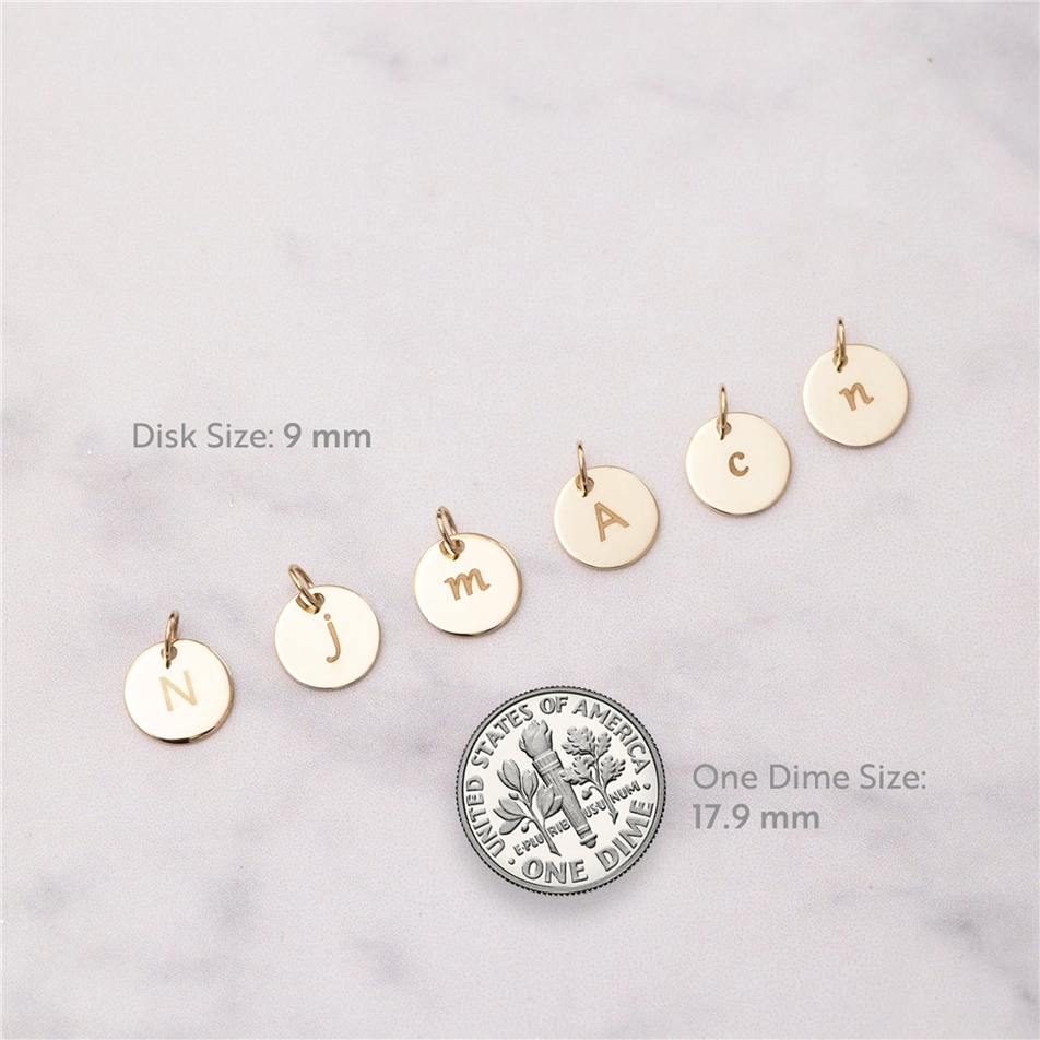 Solid Gold Minimal Initial Disk Necklace