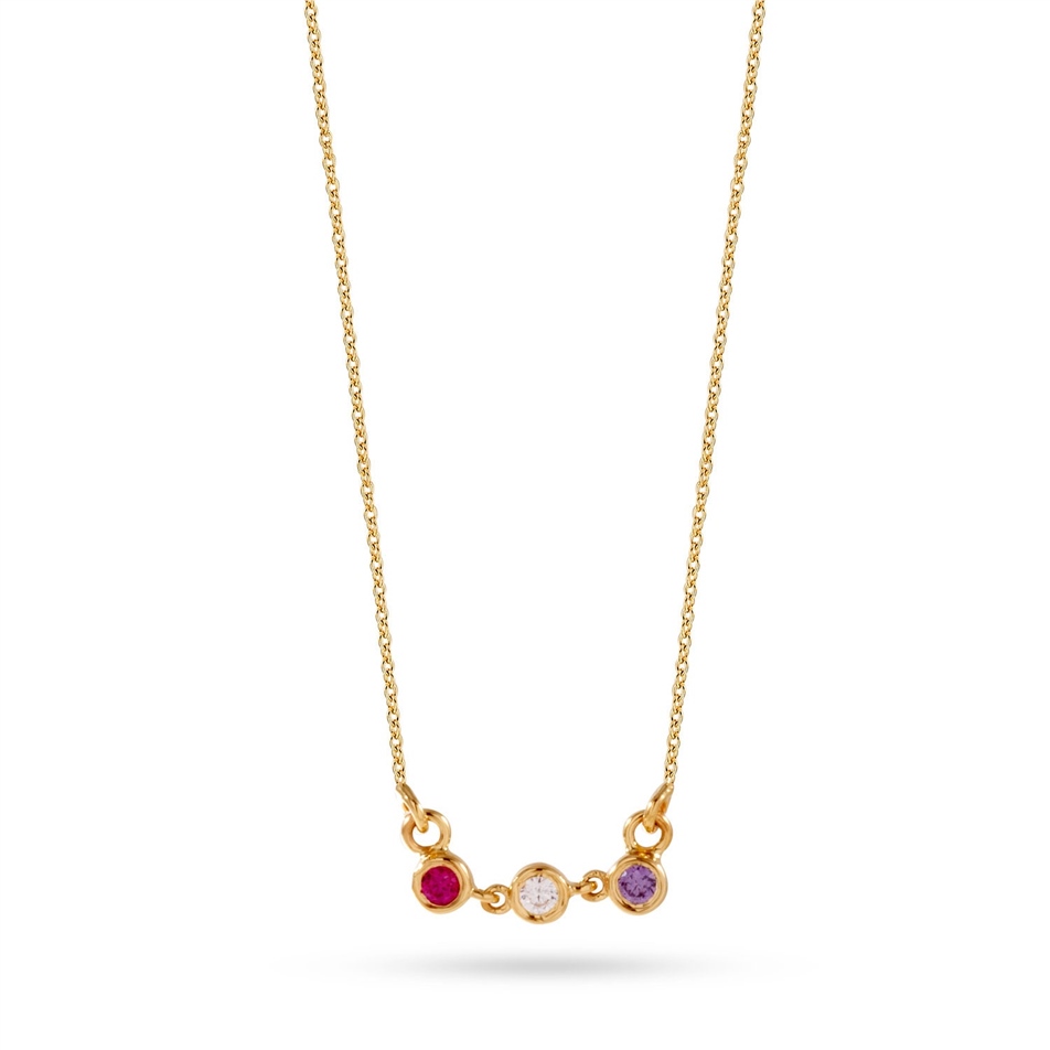Solid Gold Birthstone Mom Necklace