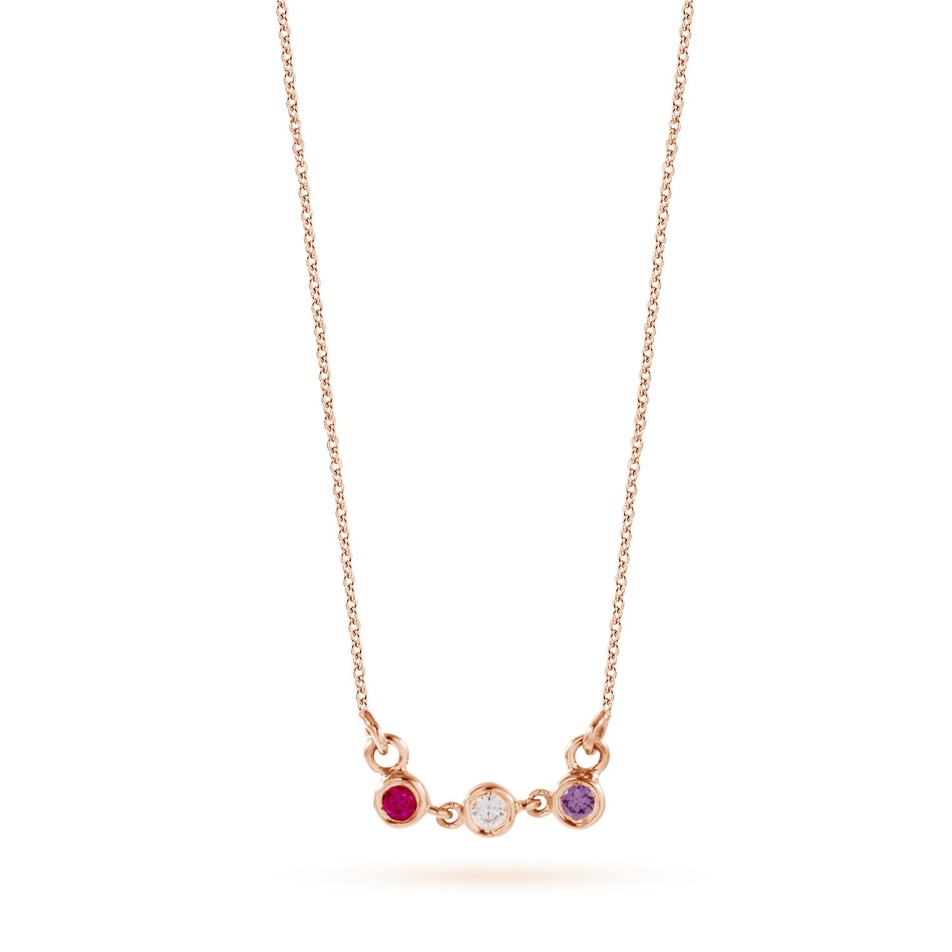 Solid Gold Birthstone Mom Necklace