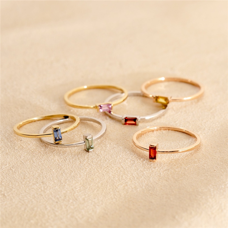 Solid Gold Baguette Sapphire Ring