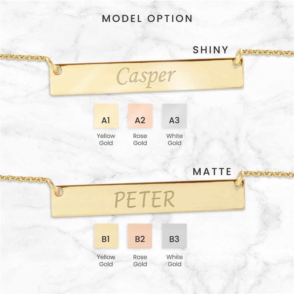 Solid Gold Personalized Name Bar Necklace