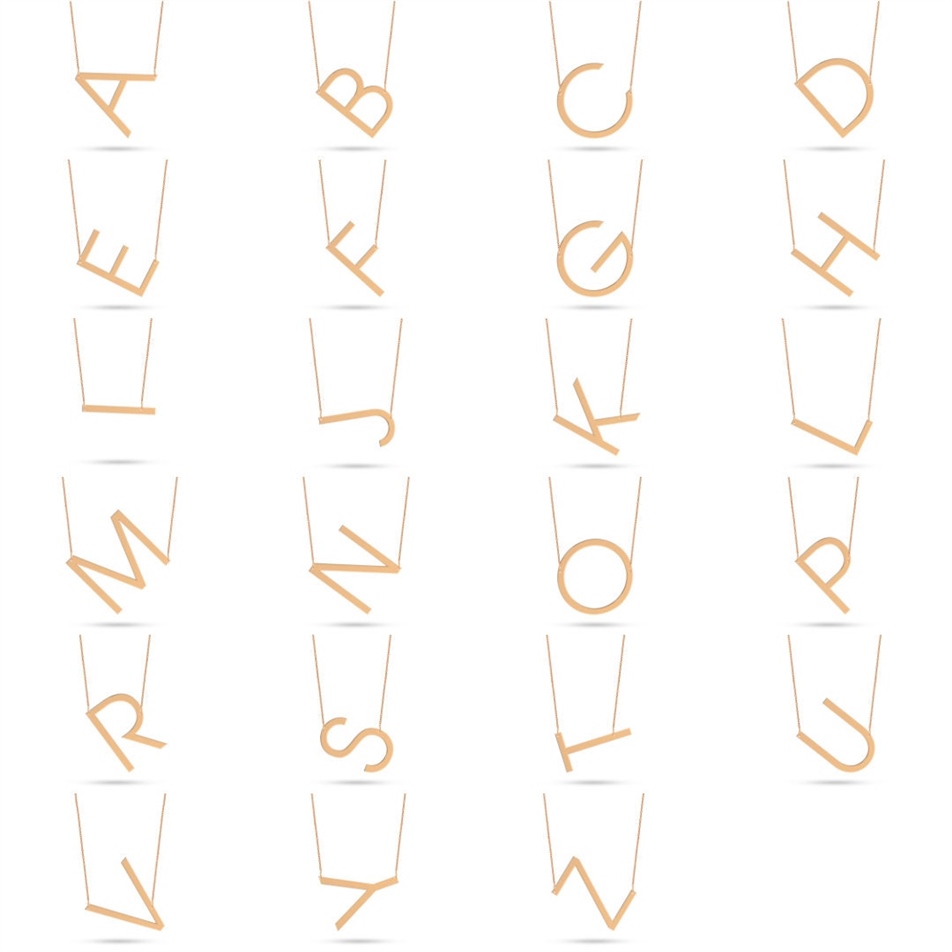 Solid Gold Large Initial Necklace