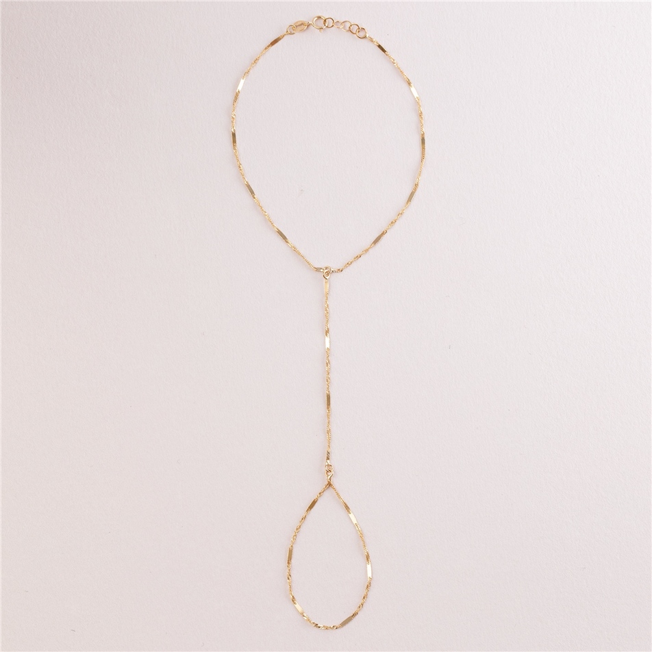 Solid Gold Singapor Chain Ring Bracelet