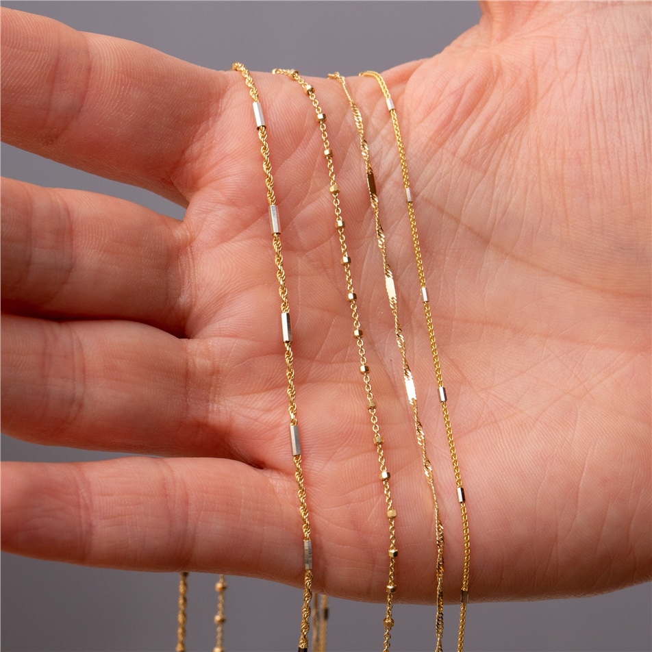 Solid Gold Singapor Chain Ring Bracelet