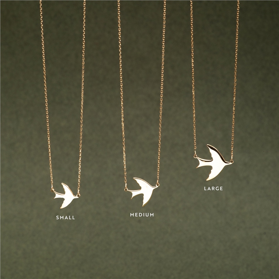Solid Gold Swallow Necklace