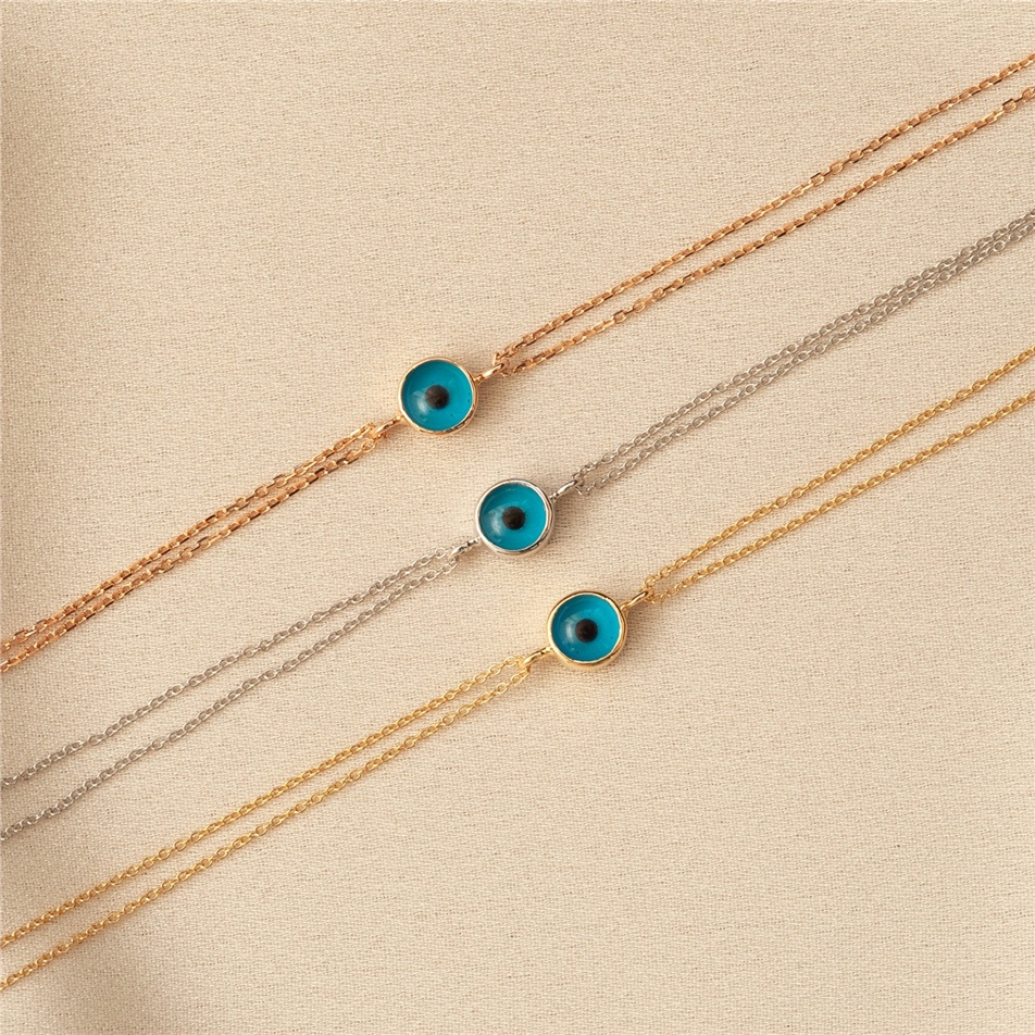 Solid Gold Double Chain Eye Bracelet