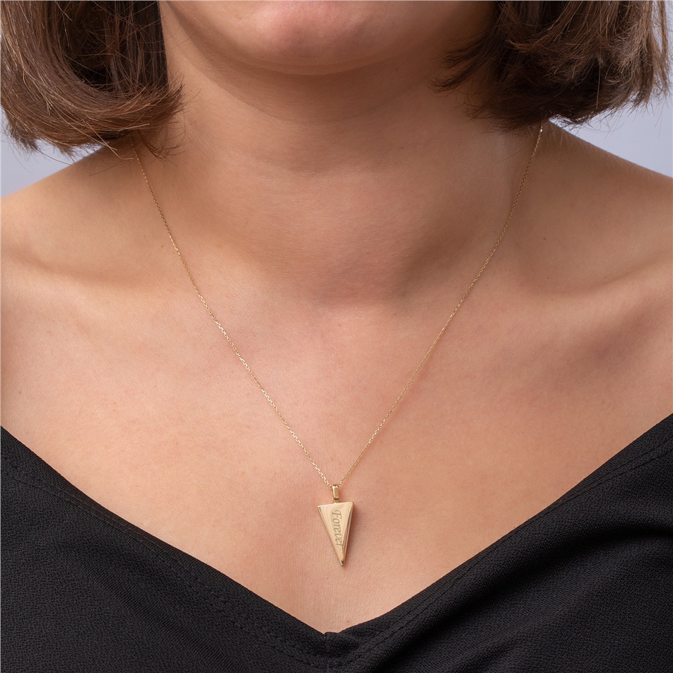 Solid Gold Triangle Urn Necklace