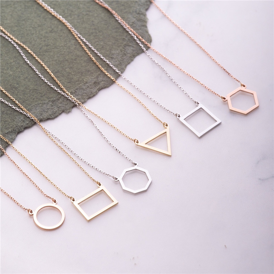 Solid Gold Cutout Triangle Necklace