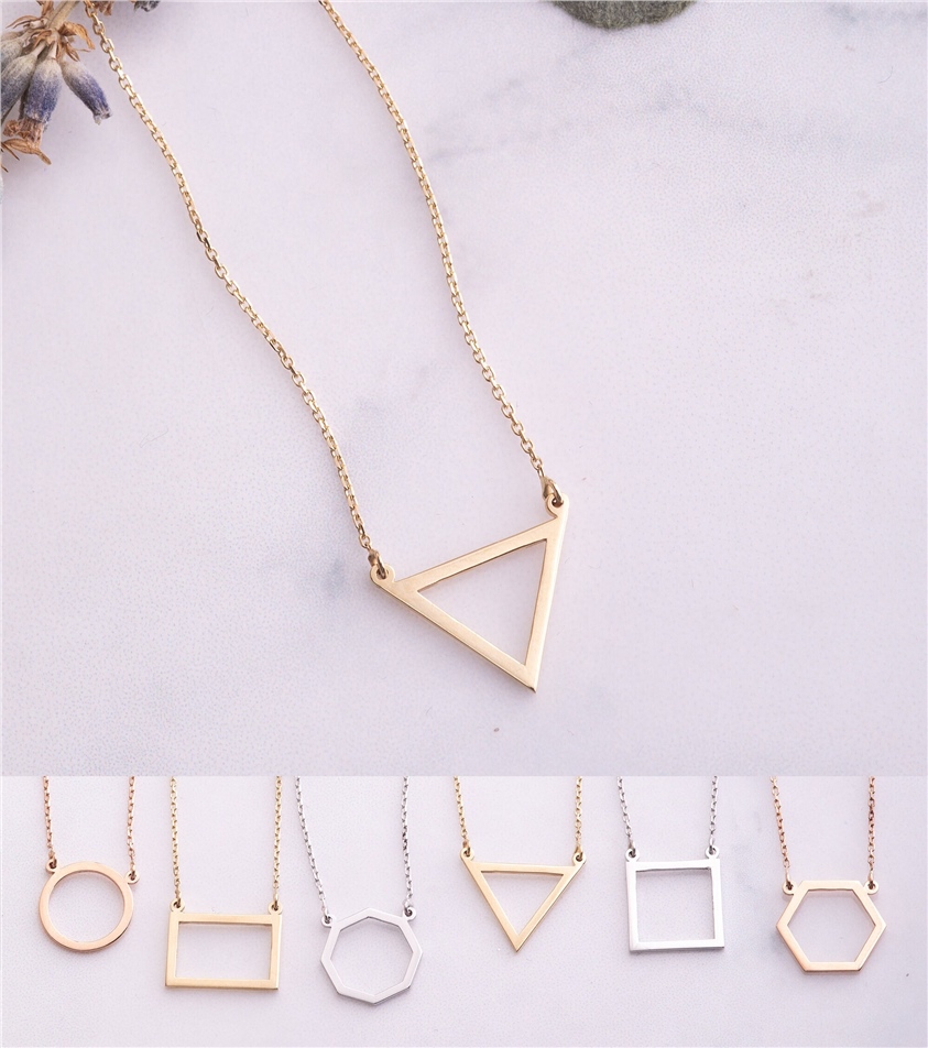Solid Gold Cutout Triangle Necklace
