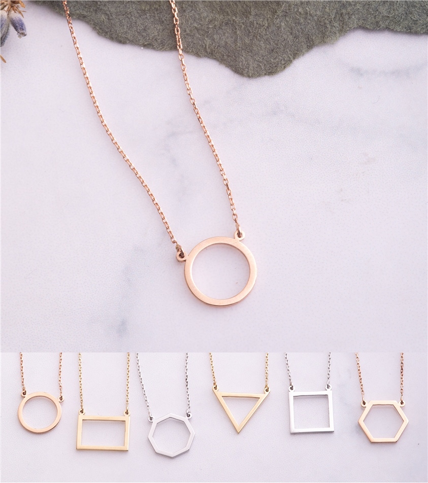 Solid Gold Cutout Triangle Necklace