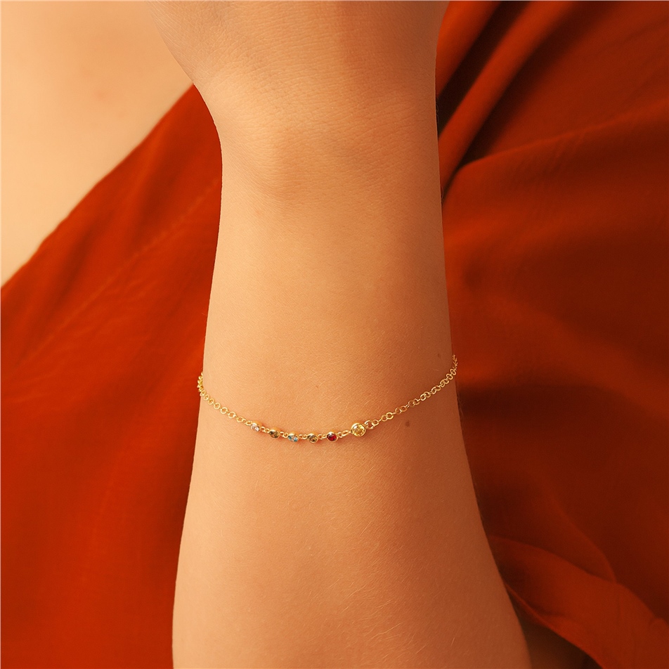 Solid Gold Trio Birthstone Bracelet