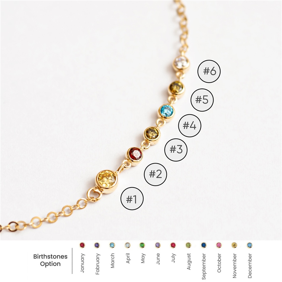 Solid Gold Trio Birthstone Bracelet