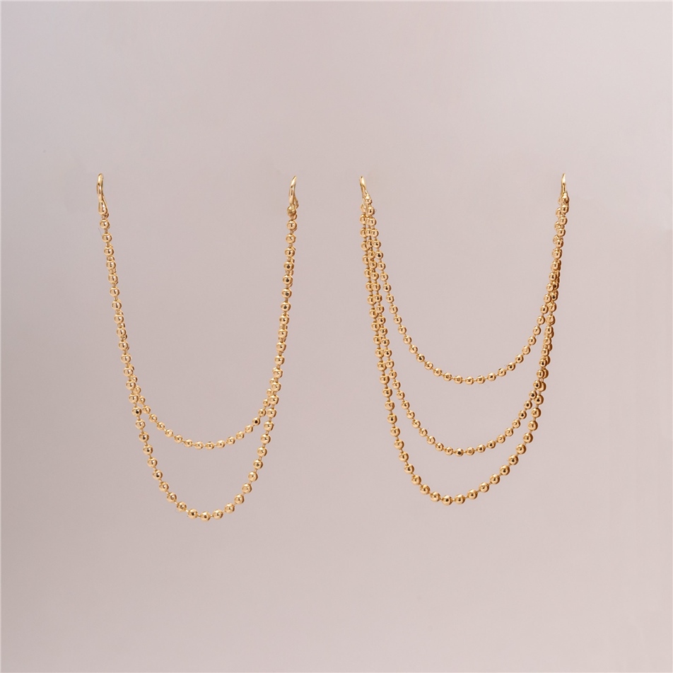 Solid Gold Triple Double Chain Earring