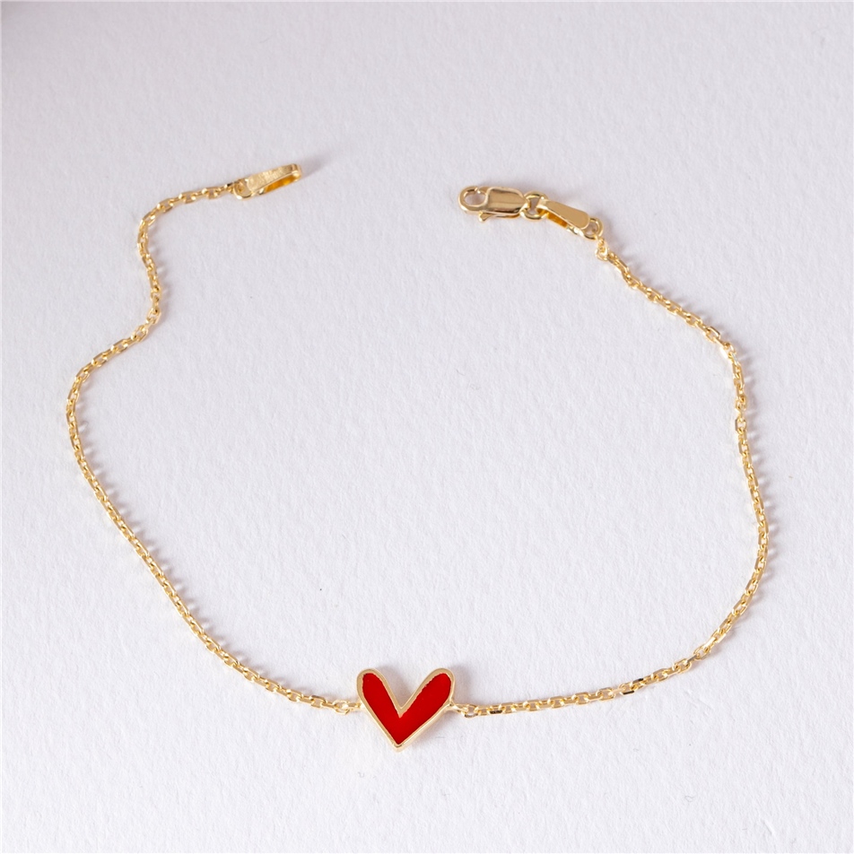 Solid Gold V Shape Heart Bracelet