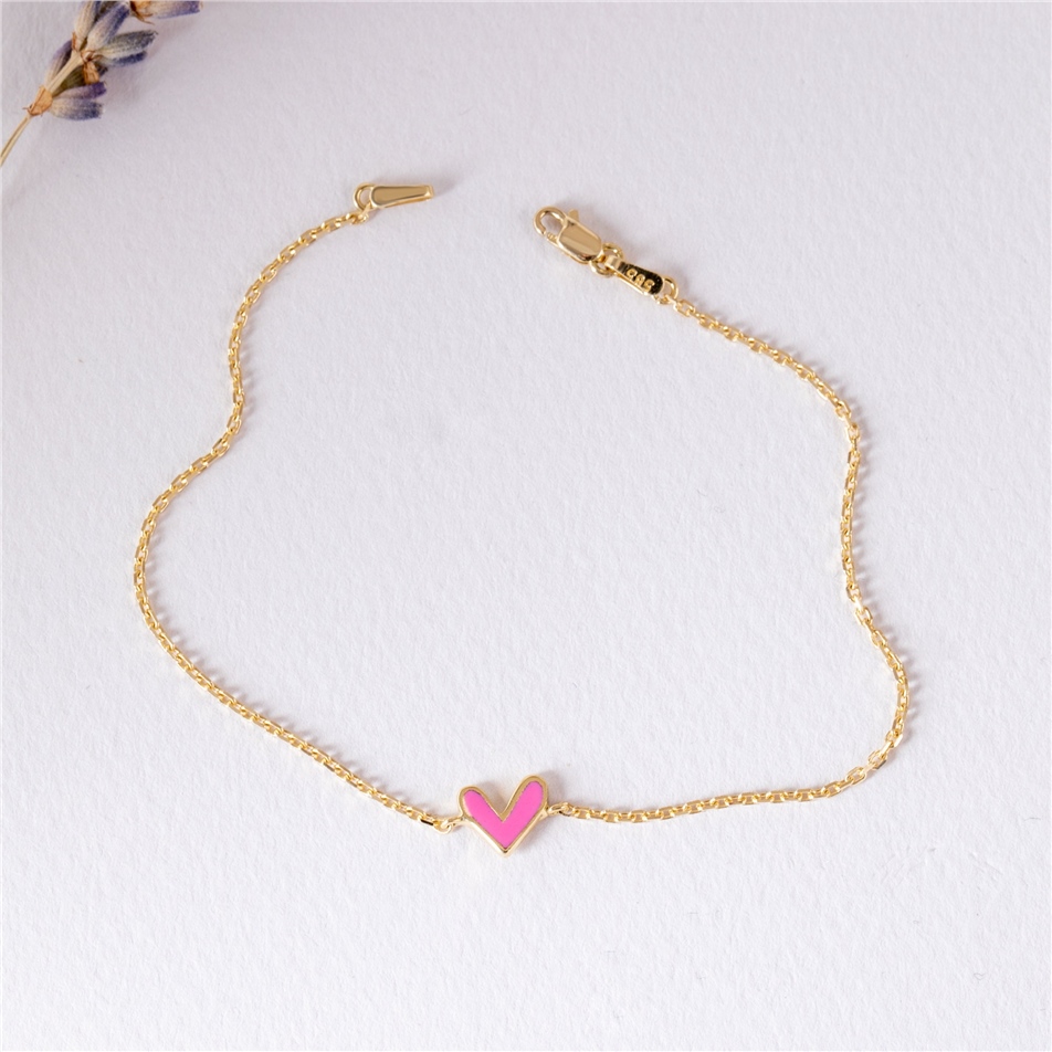 Solid Gold V Shape Heart Bracelet