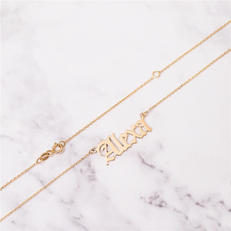 Solid Gold Gothic Name Necklace