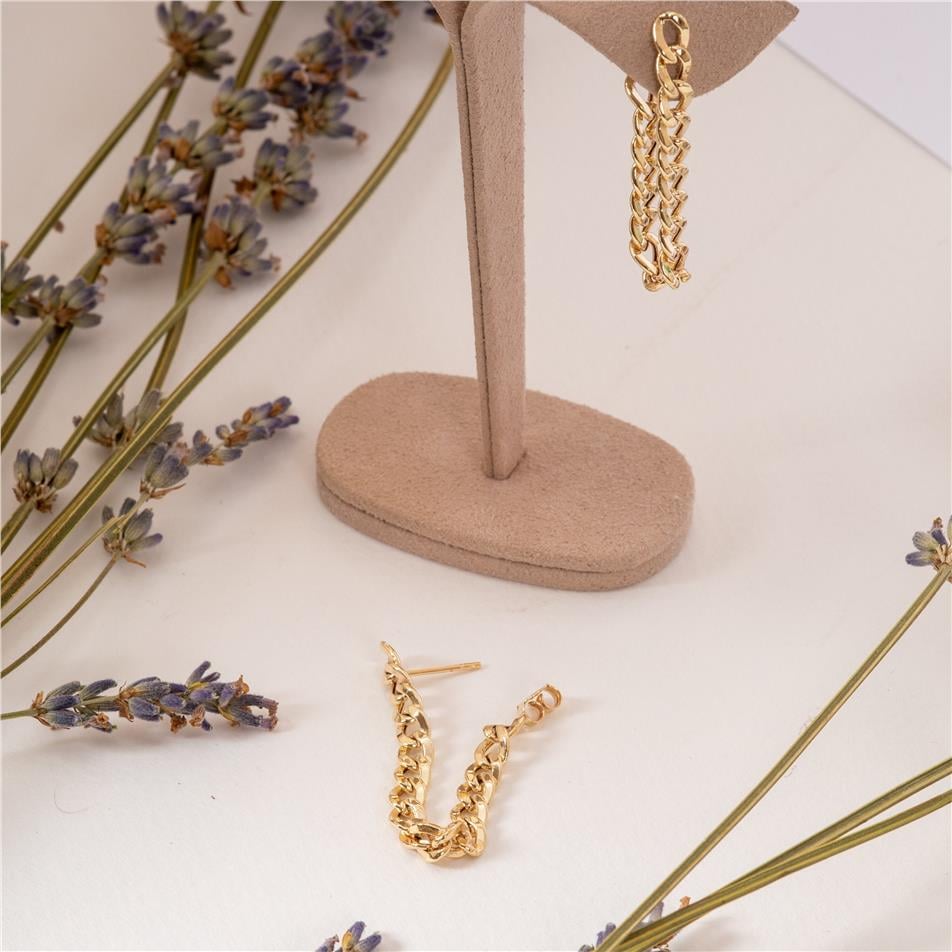 Solid Gold Curb Chain Earring