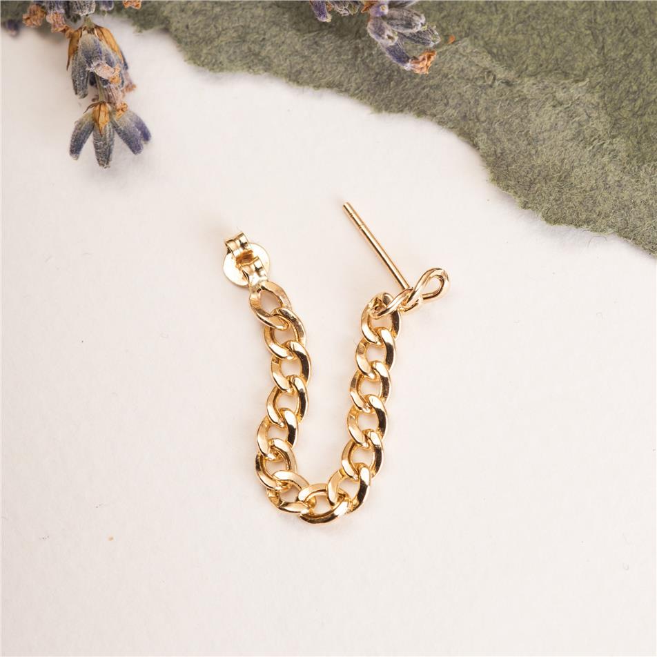 Solid Gold Curb Chain Earring