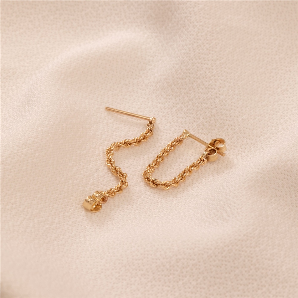 Solid Gold Rope Chain Earrings
