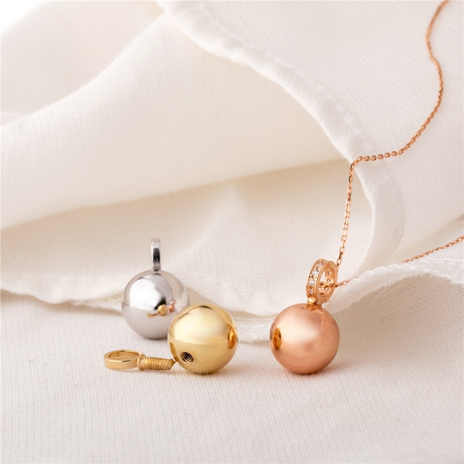 Solid Gold Ball Urn Pendant