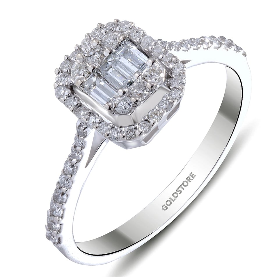 Solid Gold 0.44 ct Diamond Baugette Ring