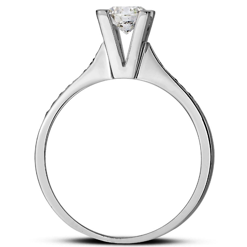 Solid Gold 0.43 ct Diamond Solitaire Sidestone Ring