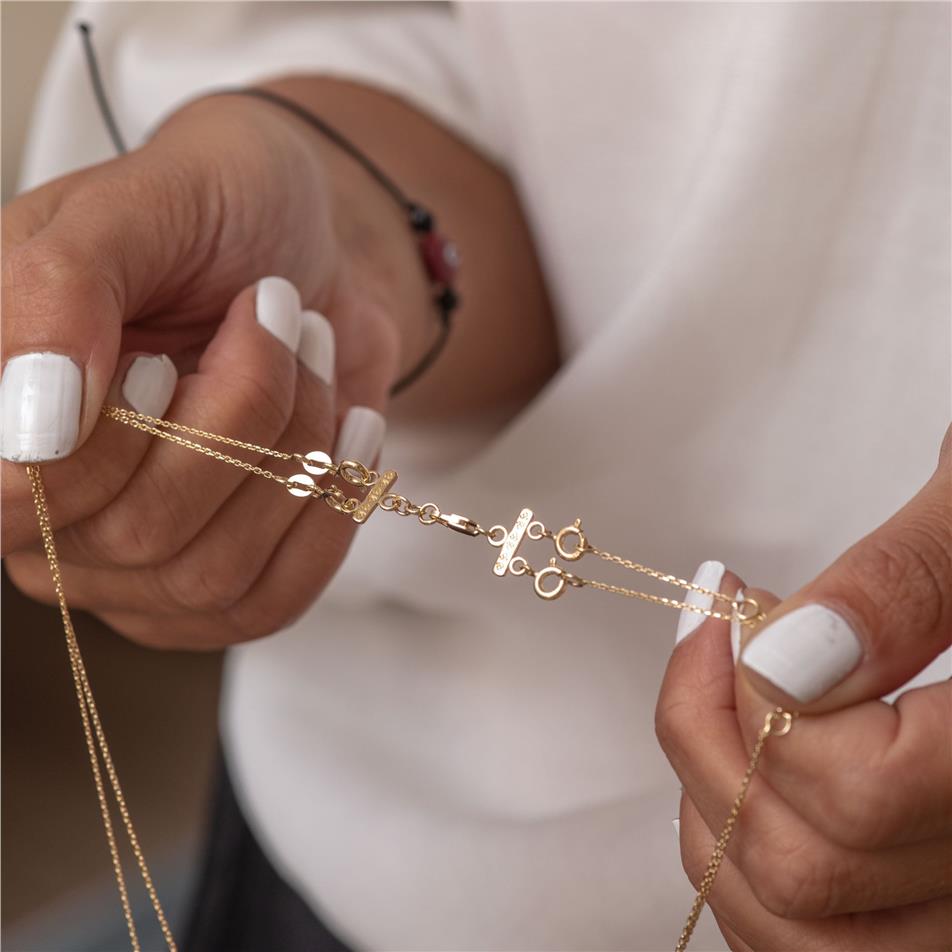 Solid Gold 2 Strand Layered Necklace Spacer