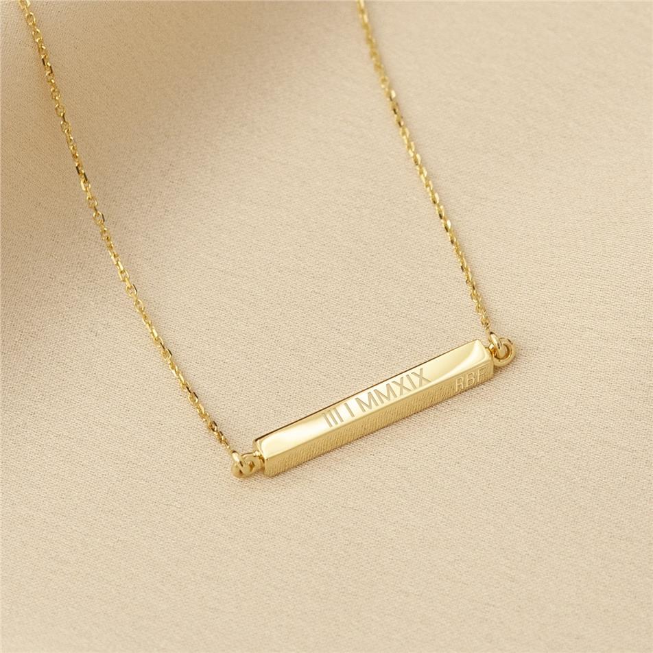 Solid Gold Horizontal Bar Urn Necklace