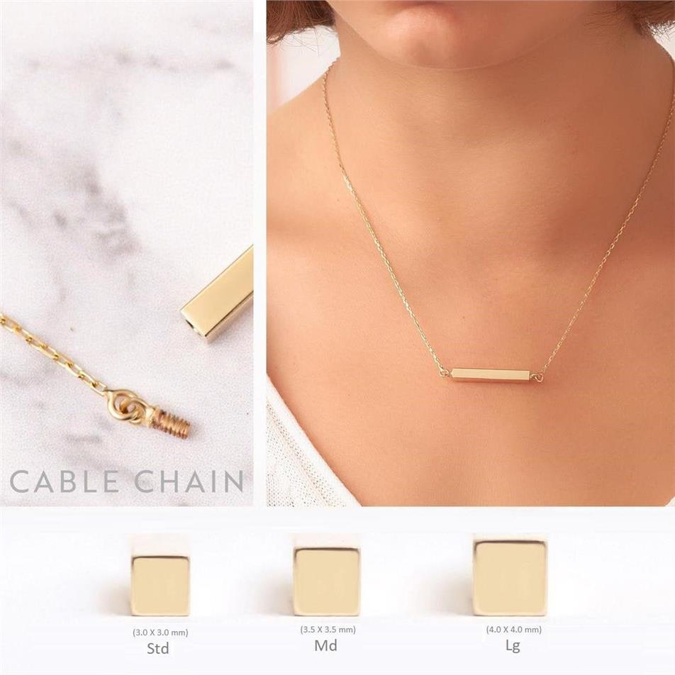 Solid Gold Horizontal Bar Urn Necklace