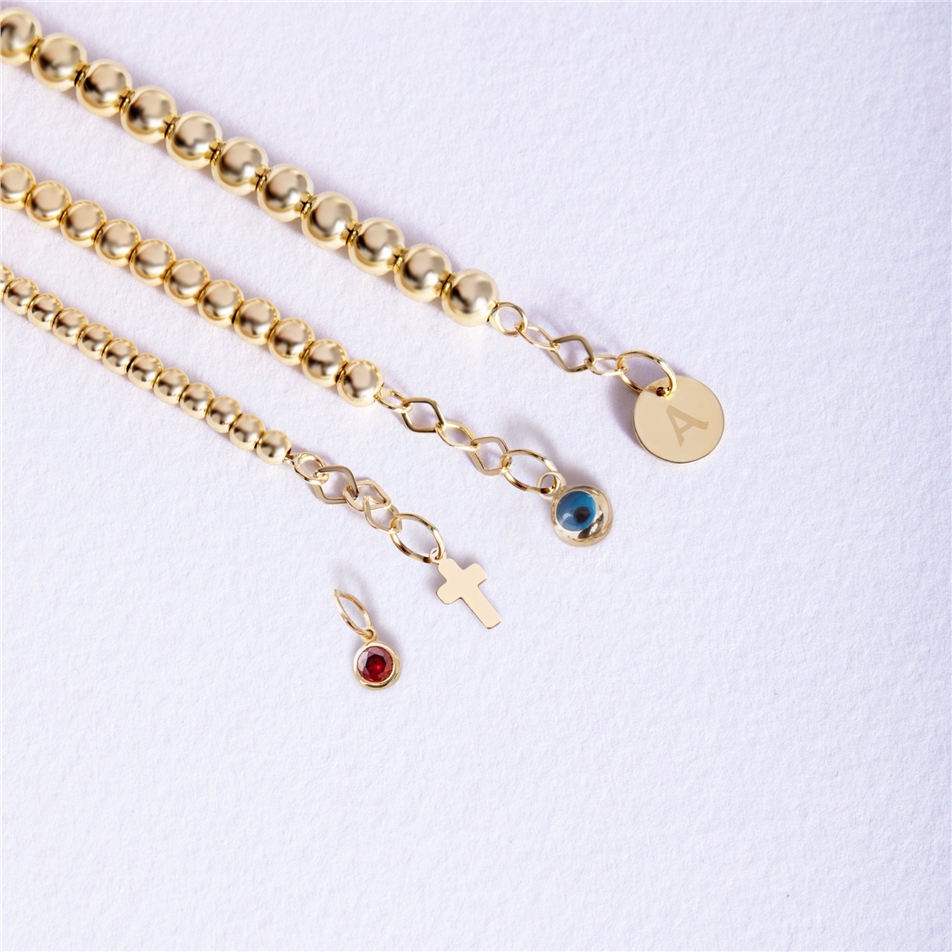 Solid Gold Ball Bead Bracelet