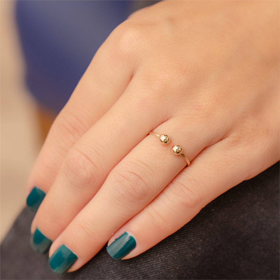 Solid Gold Ball Beaded Ball Ring