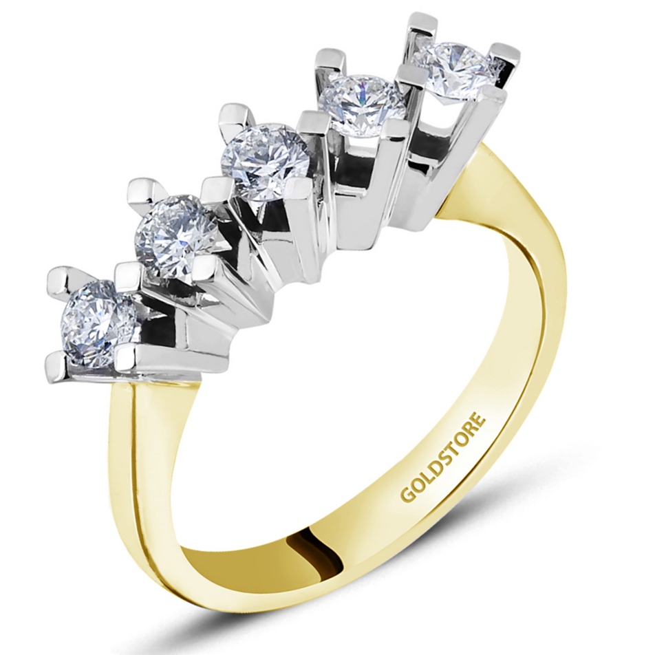 Solid Gold Five Stones Ring