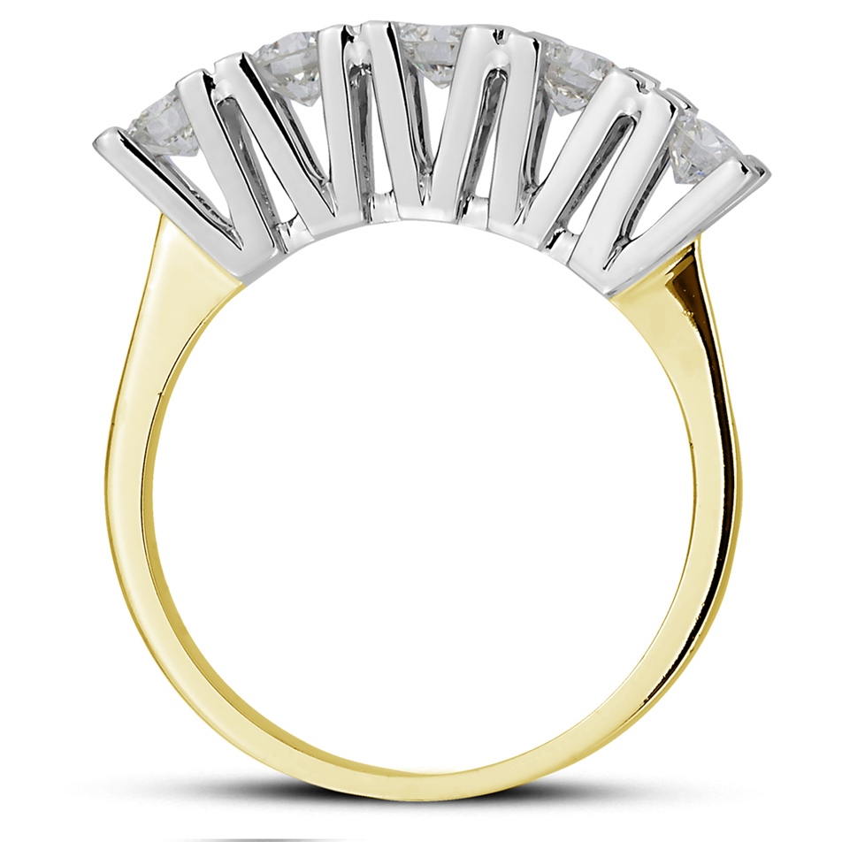 Solid Gold Five Stones Ring