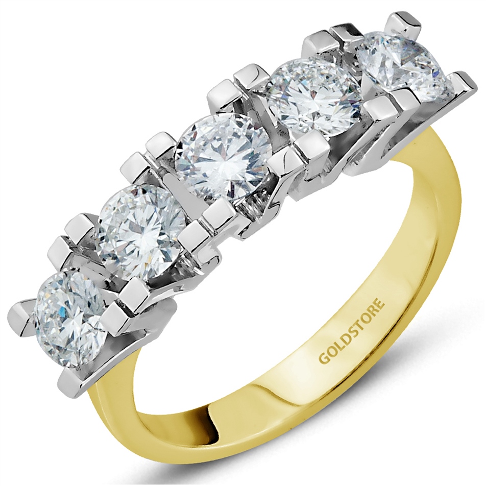 Solid Gold Five Stones Ring