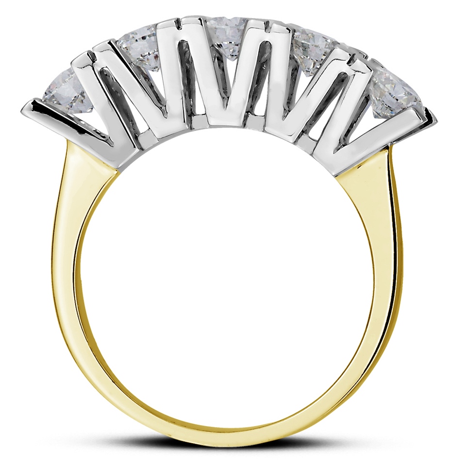 Solid Gold Five Stones Ring