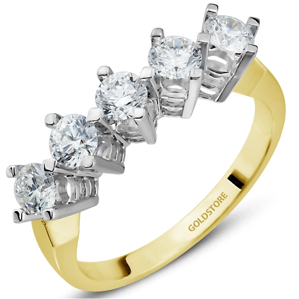 Solid Gold Five Stones Ring