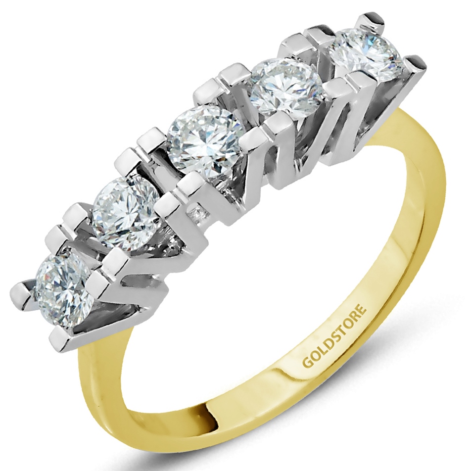 Solid Gold Five Stones Ring