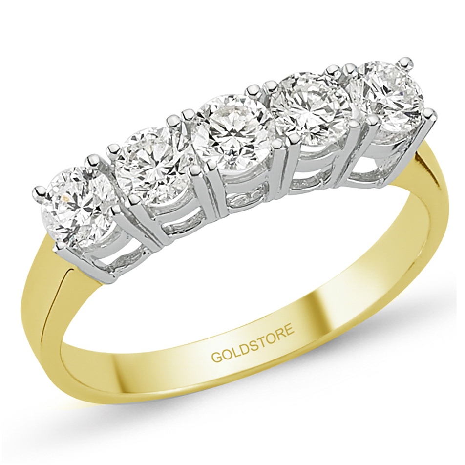 Solid Gold Five Stones Ring