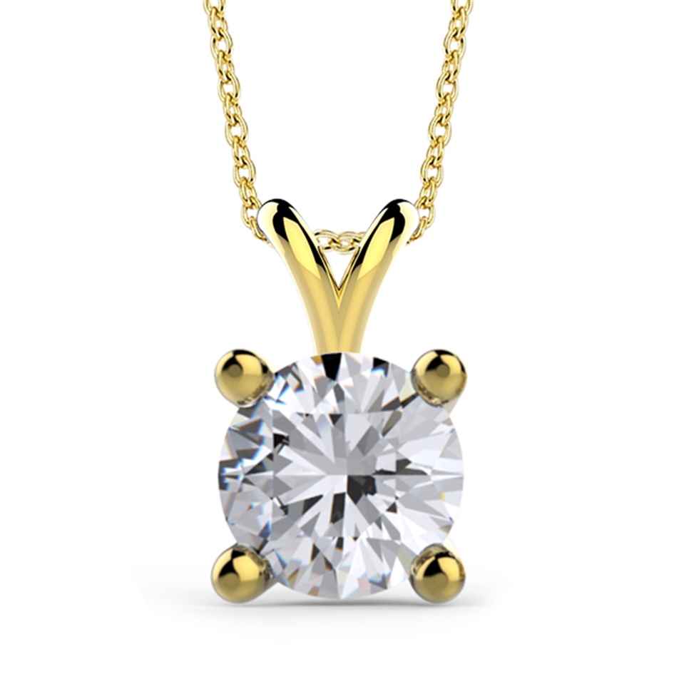 Solid Gold Solitaire Classic Necklace