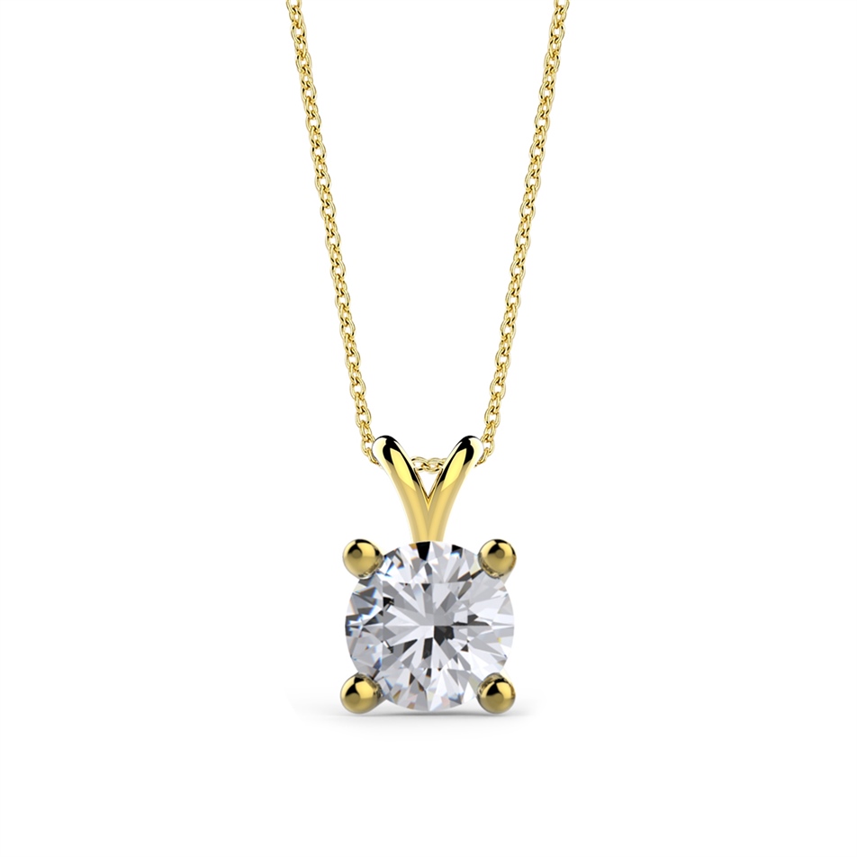 Solid Gold Solitaire Classic Necklace